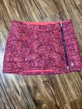Pink Patterned Women's Quilted Skirt with Side Zip